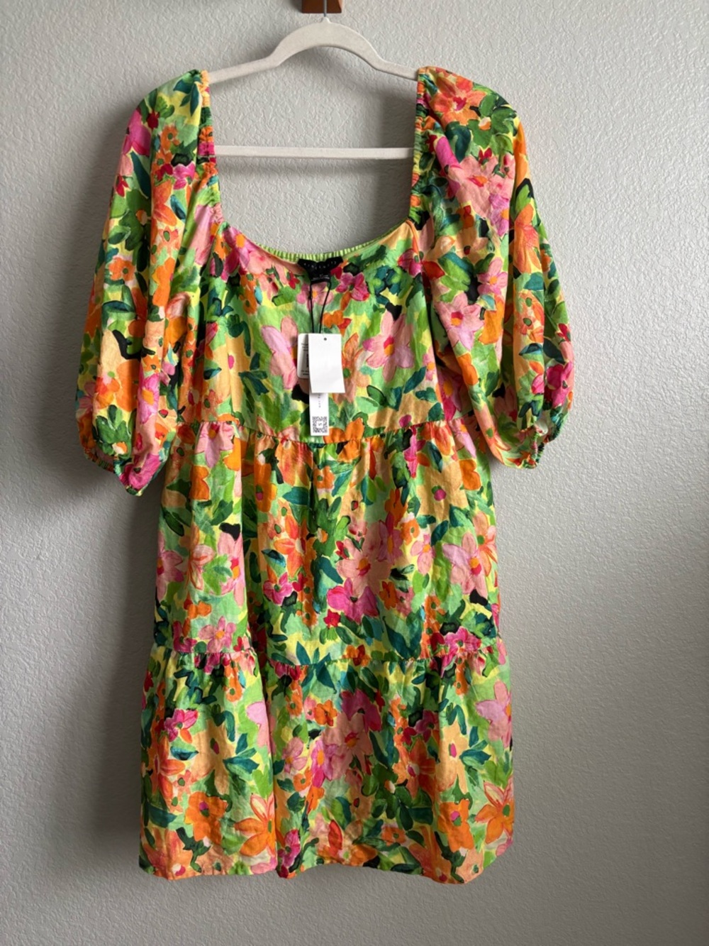 NWT Sanctuary Bright Green Floral Summer Dress